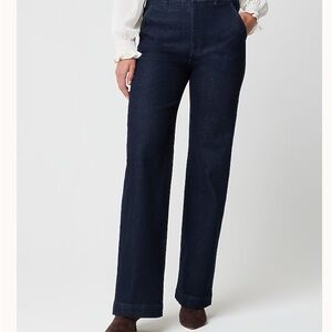 J crew high rise trouser wide leg Classic Dark Blue Jeans size 28